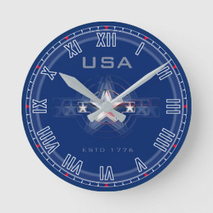Horloge Ronde USA Estd 1776. Round Clock