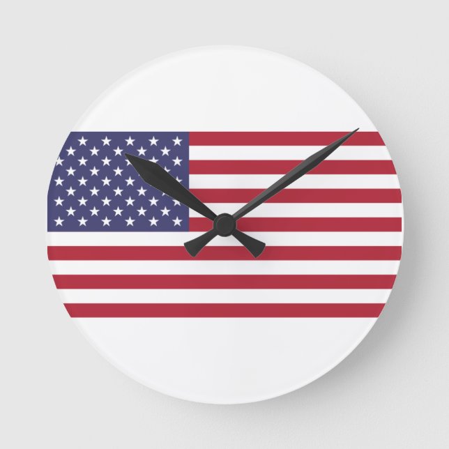 Horloge Ronde USA flag red white blue clock (Recto)