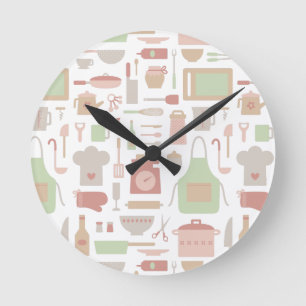 Horloge Ronde Ustensiles de cuisine tendance et stylés motif