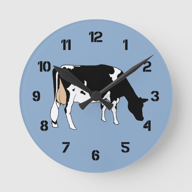 Horloge Ronde Vache du Holstein : Dessin original : Ferme, (Recto)