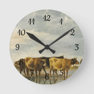 Horloge Ronde Vaches dans une rivière Aelbert Cuyp