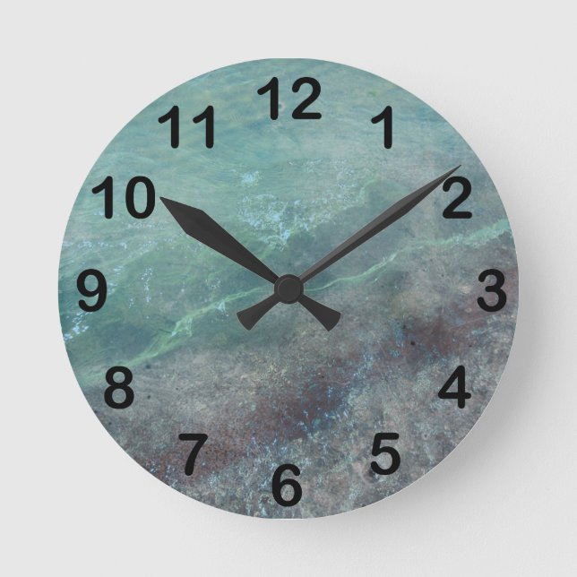 Horloge Ronde Vague abstraite du lac Michigan sur la plage (Recto)