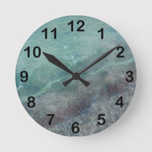 Horloge Ronde Vague abstraite du lac Michigan sur la plage
