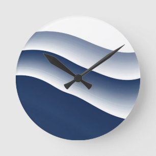 Horloge Ronde Vagues abstraites de l'océan bleu marine