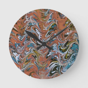 Horloge Ronde Vagues en rouge et bleu acrylique pour l'art Abstr