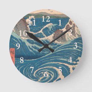 Horloge Ronde Vagues japonaises Naruto Tourbillon Océan Artwork
