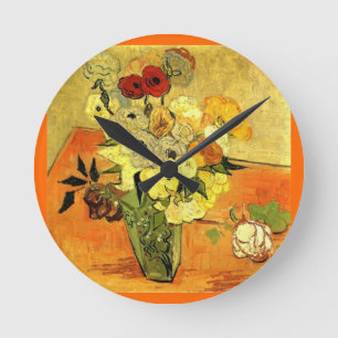 Horloge Ronde Van Gogh Peinture Fleurs Fantaisistes Vignes Fleur