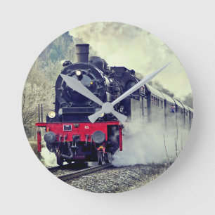 Horloge Ronde Vapeur Locomotive Train Chemin de fer Dons