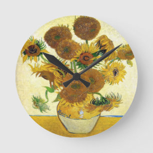 Horloge Ronde Vase avec quinze tournesols par Vincent van Gogh