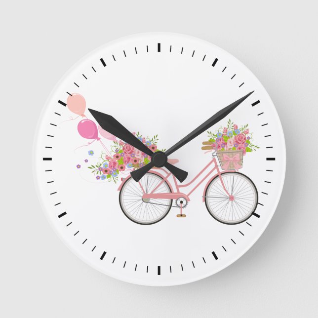 Horloge Ronde Vélo rose fantaisiste (Recto)