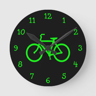 Horloge Ronde Vélo Vert Citron