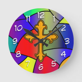 Horloge Ronde Verre et croix de Noël