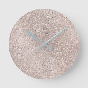 Horloge Ronde Verre métallique Rose ivoire Gris minimal