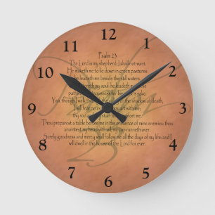 Horloge Ronde Vers chrétien de bible du psaume 23 KJV