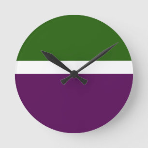 Horloge Ronde Vert blanc violet couleur pâle Design de bloc de c