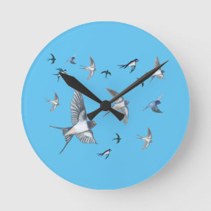 Horloge Ronde Vestige d'oiseaux avageurs volants