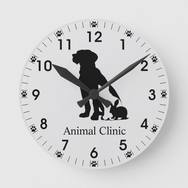 Horloge Ronde Veterinarian Vet Animal Pet Store Clinic Groomer (Recto)