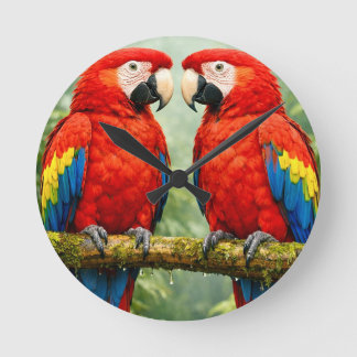Horloge Ronde “Vibrant Macaw Parrot Wall Clock | 