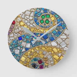 Horloge Ronde Vibrant mosaïque artistique de couleur