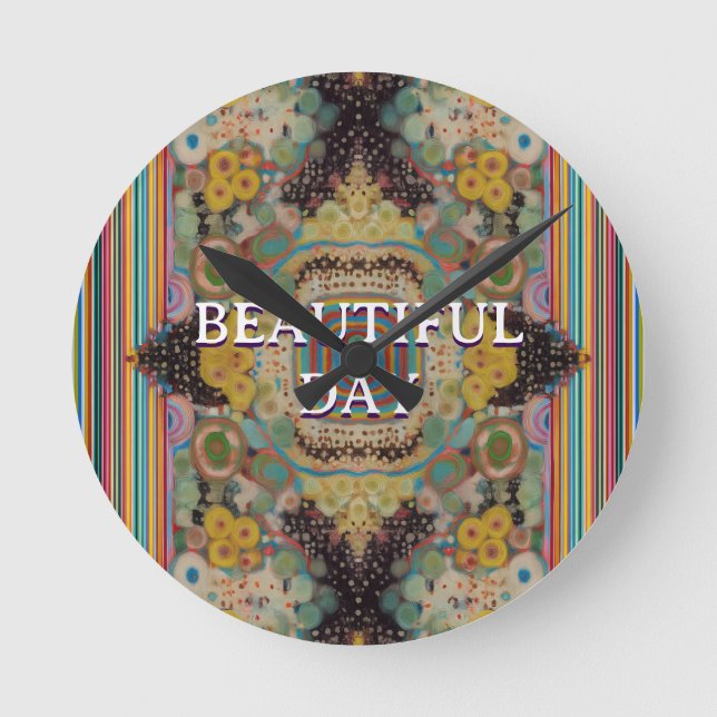 Horloge Ronde Vibrant Round Throw Art Pillow (Recto)
