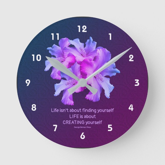 Horloge Ronde Vie Blanc Hibiscus Fleurs Inspiration (Recto)