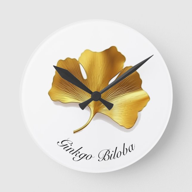Horloge Ronde Vie de plantes : Golden Ginkgo Biloba personnalisa (Recto)