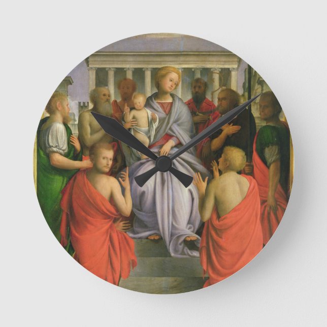 Horloge Ronde Vierge et enfant avec huit saints, 1520 (temper (Recto)