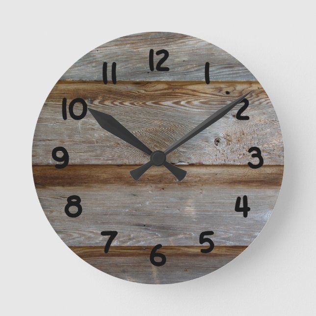 Horloge Ronde Vieux bois de porte de grange (Recto)