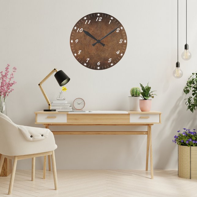 Horloge Ronde Vieux Monde Faux Leather (Créateur téléchargé)