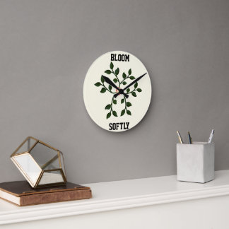 Horloge Ronde Vigne Florale Minimale | Conception botanique élég