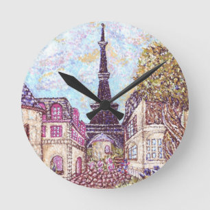 Horloge Ronde Ville Inspiré De Paris Avec Tour Eiffel Tour W