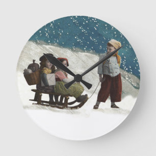 Horloge Ronde Vintage Enfants Dormant Peinture dessin