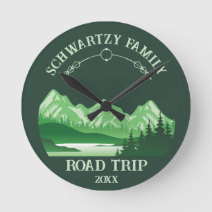 Horloge Ronde Vintage Mountain Sunset lac extérieur Retourne ver
