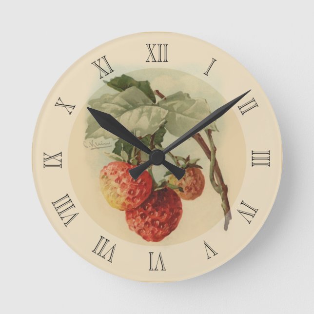 Horloge Ronde Vintage strawberries (Recto)