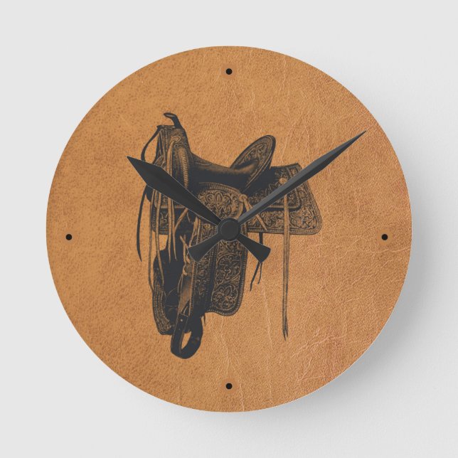 Horloge Ronde Vintage Western Horse Saddle (Recto)