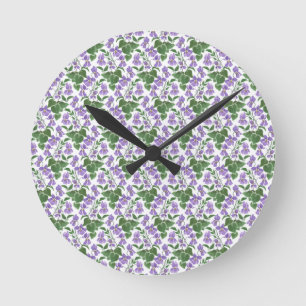 Horloge Ronde Violets doux Motif jolie cadenas ronde
