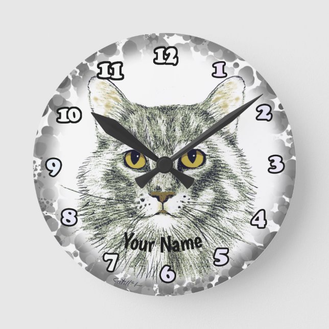 Horloge Ronde visage du chat (Recto)