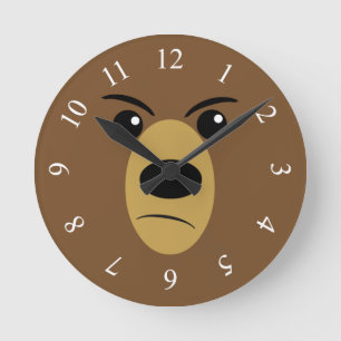 Horloge Ronde Visage grincheux d'ours