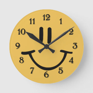 Horloge Ronde Visage Jaune