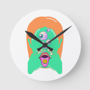 Horloge Ronde visage monstre