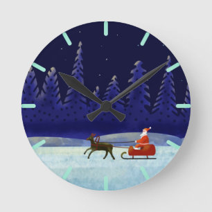 Horloge Ronde Visite de Noël à père Noël
