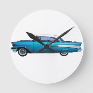 Horloge Ronde Voiture classique Chevy 1957 BelAire