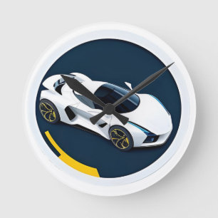 Horloge Ronde Voiture de course au design dynamique
