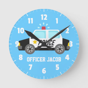 Horloge Ronde Voiture de police classique avec la sirène pour la