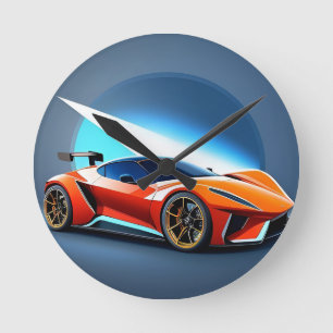 Horloge Ronde Voiture de sport élégante au design moderne