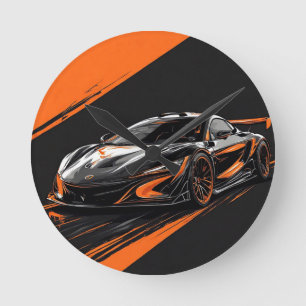 Horloge Ronde Voiture de sport stylisée