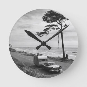 Horloge Ronde Voiture tirant la remorque