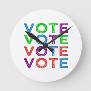 Horloge Ronde VOTE en multicolore