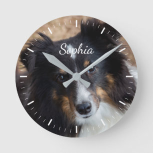 Horloge Ronde Votre photo personnalisée et texte & cadran de mon