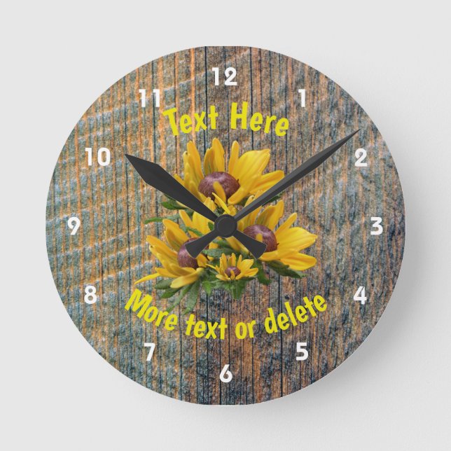 Horloge Ronde Votre texte Fleur Marguerite Personnalisée  (Recto)